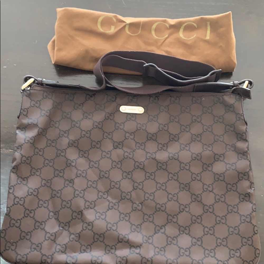 Gucci Chocolate Brown Canvas Laptop Bag